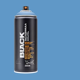 Montana Black Spray Paint - Blue Lagoon, 400 ml can with swatch