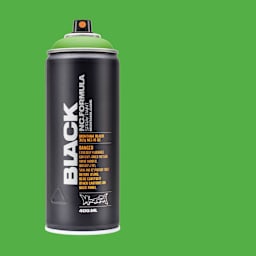 Montana Black Spray Paint - Power Green, 400 ml can with swatch