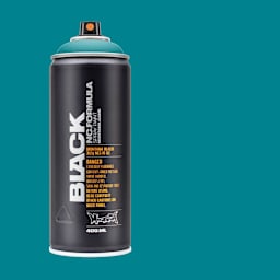 Montana Black Spray Paint - Mermaid, 400 ml can with swatch
