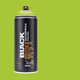 Montana Black Spray Paint - Slimer, 400 ml can with swatch