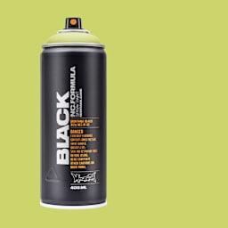 Montana Black Spray Paint - Spring, 400 ml can with swatch