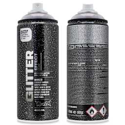 Montana Glitter Effect Spray Paint - Glitter X-mas Red, 11 oz (Front and back of spray can)