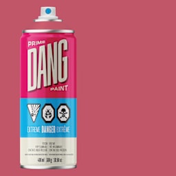 Dang Prime Spray Paint - Raspberry, 400 ml can and swatch