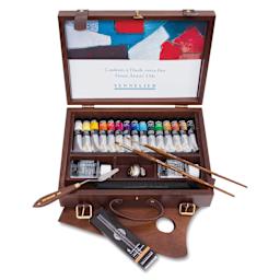 Sennelier Artists' Extra Fine Oil Paints - Set of 15, Assorted Colors, case open with contents shown