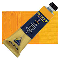 Maimeri Puro Oil Color - Indian Yellow, 40 ml Tube and swatch