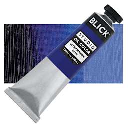 Blick Studio Oil Paint - Ultramarine Blue, 40 ml tube and swatch