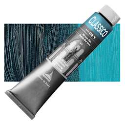 Maimeri Classico Oil Color - Phthalo Blue Green, 200 ml tube and swatch