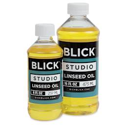 Blick Studio Linseed Oil - 8 and 16 oz. bottles shown