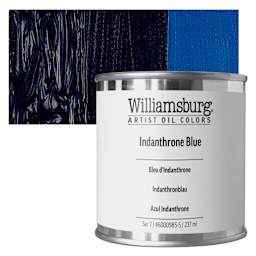 Williamsburg Handmade Oil Paint - Indanthrone Blue, 8 oz can and swatch