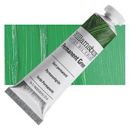 Williamsburg Handmade Oil Paint - Permanent Green, 37 ml tube and swatch