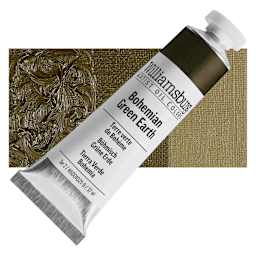 Williamsburg Handmade Oil Paint - Bohemian Green Earth, 150 ml tube and swatch