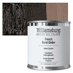 Williamsburg Handmade Oil Paint - French Burnt Umber, 8 oz can and swatch