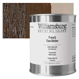 Williamsburg Handmade Oil Paint - French Raw Umber, 16 oz can and swatch