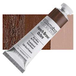 Williamsburg Handmade Oil Paint - French Brown Ochre, 37 ml tube and swatch