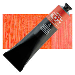 Blockx Artist Oil Color - Cadmium Red Orange, 200 ml Tube and swatch