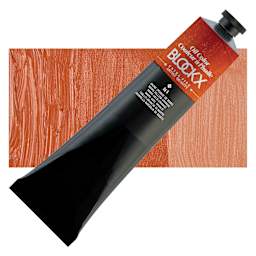 Blockx Artist Oil Color - Mars Yellow Orange, 200 ml tube and swatch