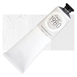 Gamblin 1980 Oil Paint - Transparent White, 150 ml tube and swatch