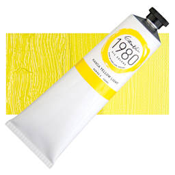 Gamblin 1980 Oil Paint - Hansa Yellow Light, 150 ml tube and swatch