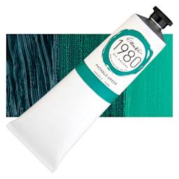 Gamblin 1980 Oil Paint - Phthalo Green, 150 ml tube and swatch