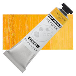 Blick Artists' Oil Paint - Cadmium Yellow Deep, 40 ml tube and swatch