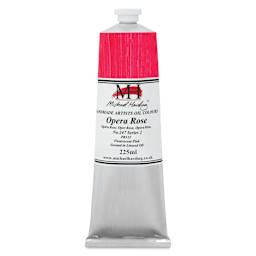 Michael Harding Artists Oil Color - Opera Rose, front of 225 ml tube