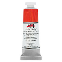 Michael Harding Artists Oil Color - Orange Benzimidazolone, front of 40 ml tube