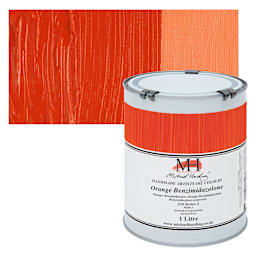 Michael Harding Artists Oil Color - Orange Benzimidazolone, 1 Liter can and swatch