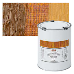 Michael Harding Artists Oil Paint - Transparent Oxide Yellow, 1 Liter and swatch
