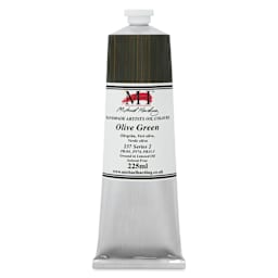 Michael Harding Artists Oil Color - Olive Green, front of 225 ml tube