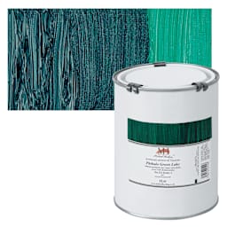Michael Harding Artists Oil Paint - Phthalo Green Lake, 1 Liter and swatch