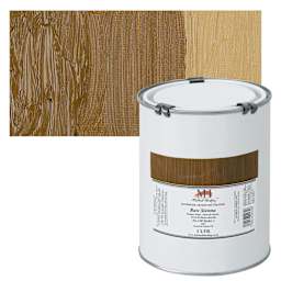 Michael Harding Artists Oil Paint - Raw Sienna, 1 Liter and swatch