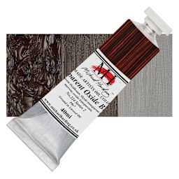 Michael Harding Artists Oil Paint - Transparent Oxide Brown, 40 ml tube and swatch