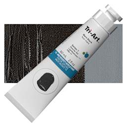 Tri-Art High Viscosity Artist Acrylic - Mars Black, 60 ml tube and swatch