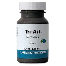 Tri-Art High Viscosity Artist Acrylic - Ivory Black, 120 ml jar