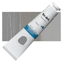 Tri-Art High Viscosity Artist Acrylic - Neutral Gray, 60 ml tube and swatch