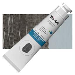 Tri-Art High Viscosity Artist Acrylic - Graphite Gray, 60 ml tube and swatch