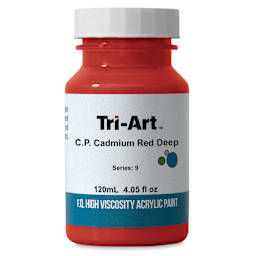 Tri-Art High Viscosity Artist Acrylic - C.P. Cadmium Red Deep, 120 ml jar