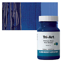 Tri-Art High Viscosity Artist Acrylic - Phthalo Blue Red Shade, 120 ml jar and swatch