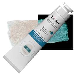 Tri-Art High Viscosity Artist Acrylic - Interference Turquoise, 60 ml tube and swatch