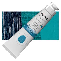 Tri-Art High Viscosity Artist Acrylic - Phthalo Turquoise, 60 ml tube and swatch