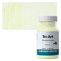Tri-Art High Viscosity Artist Acrylic - Phosphorescent, 120 ml jar and swatch