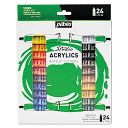 Pebeo High Viscosity Acrylics - Set of 24, Assorted Colors, 12 ml, Tubes (In packaging)