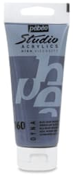 Pebeo High Viscosity Studio Acrylic Paint - Single 100 ml Tube of Iridescent Blue/Black shown upright