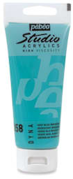 Pebeo High Viscosity Studio Acrylic Paint - Single 100 ml Tube of Iridescent Green/Blue shown upright
