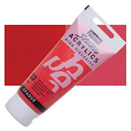 Pebeo High Viscosity Acrylic - Cadmium Red Hue, 100 ml tube and swatch