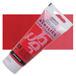 Pebeo High Viscosity Acrylic - Dark Cadmium Red Hue, 100 ml, Swatch with Tube