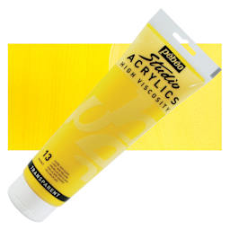 Pebeo High Viscosity Acrylic - Light Azo Yellow, 250 ml, Tube and swatch