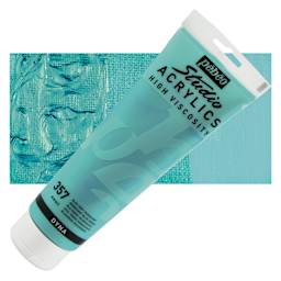 Pebeo High Viscosity Acrylic - Iridescent Blue/Green, 250 ml, Tube and swatch