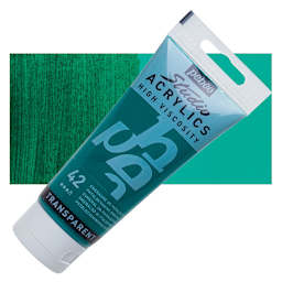 Pebeo High Viscosity Acrylic - Phthalocyanine Emerald, 100 ml, Swatch with Tube