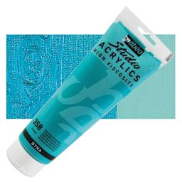 Pebeo High Viscosity Acrylic - Iridescent Green/Blue, 250 ml, Tube and swatch